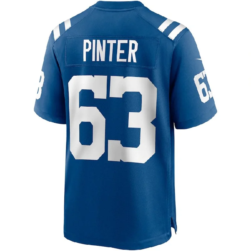 Rugby Jerseys For Youth Teams & Leagues-IN.Colts #63 Danny Pinter Royal Game Jersey Stitched American Football Jerseys