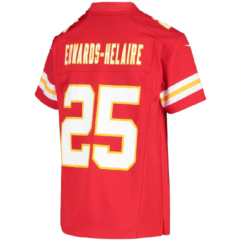 Personalized Rugby Jerseys For Sports Teams-KC.Chiefs #25 Clyde Edwards-Helaire Red Team Game Jersey Stitched American Football Jerseys