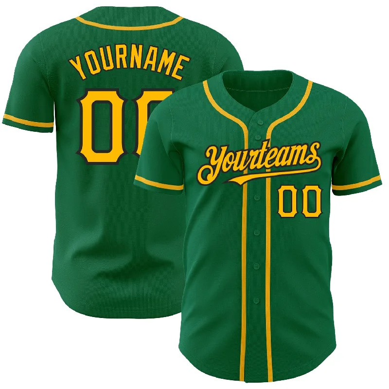 Personalized Baseball Jerseys For Group Custom Orders-Custom Kelly Green Gold-Black Authentic Baseball Jersey