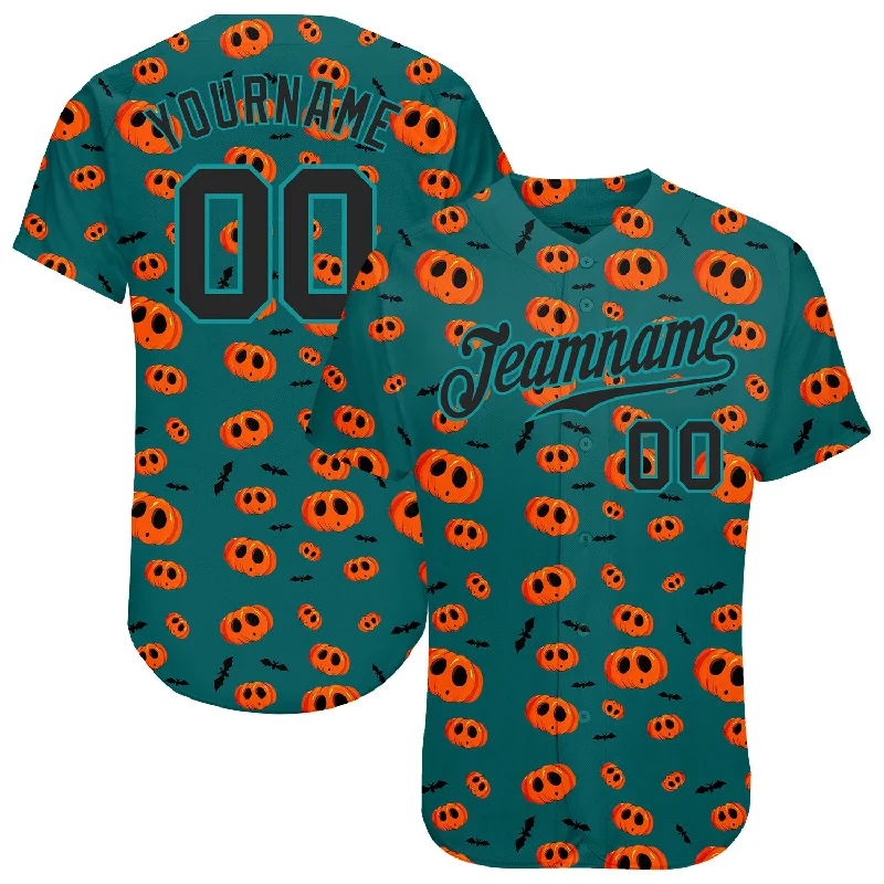 Personalized Baseball Jerseys For Group Orders-Custom 3D Pattern Halloween Pumpkins Authentic Baseball Jersey