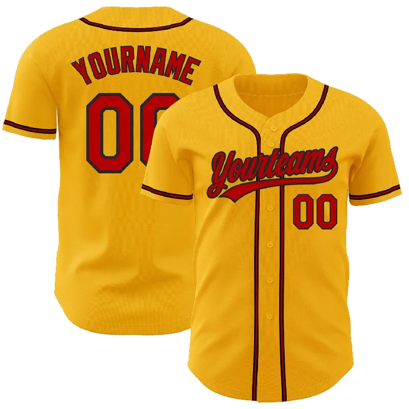 Baseball Jerseys With Custom Fabric-Custom Gold Red-Black Authentic Baseball Jersey