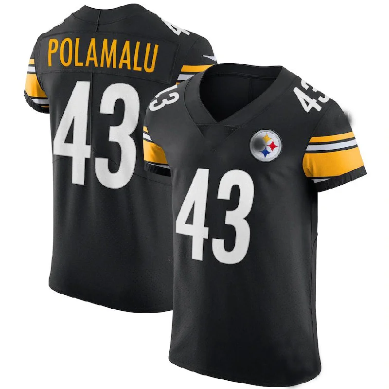 Custom Rugby Jerseys For Fan Engagement-P.Steelers #43  Troy Polamalu Black Retired Player Elite Jersey Stitched American Football Jerseys