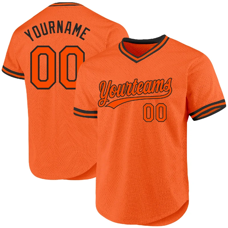 Custom Baseball Jerseys For School Competitions-Custom Orange Black Authentic Throwback Baseball Jersey