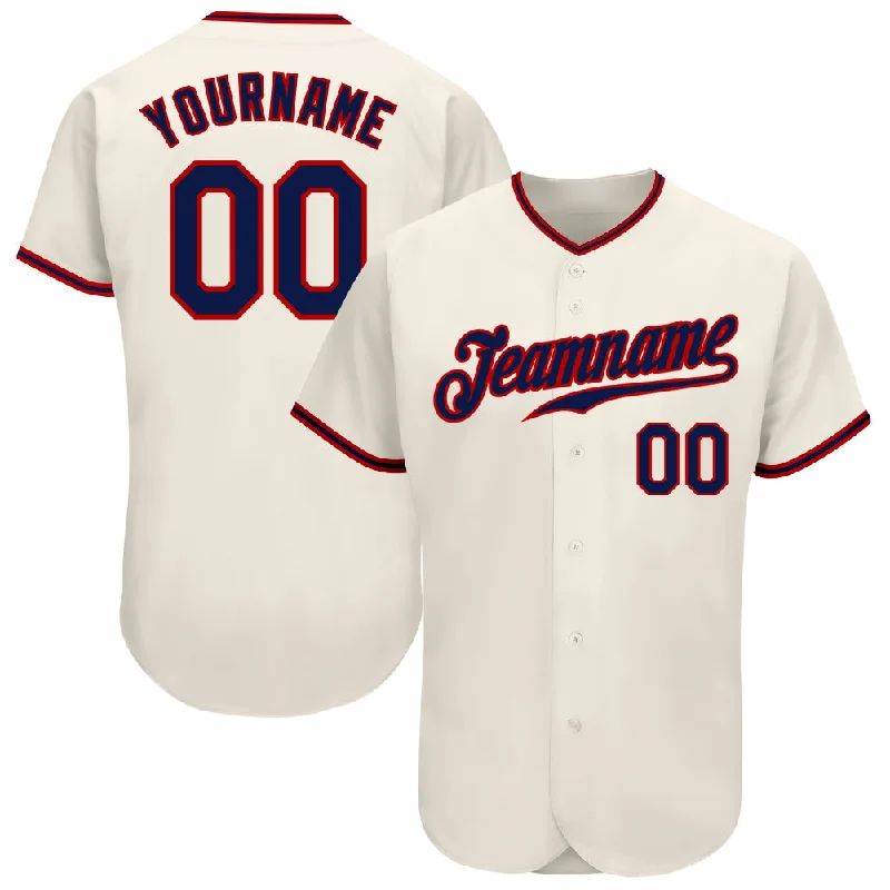 Baseball Jerseys For Special Fan Days-Custom Cream Navy-Red Authentic Baseball Jersey