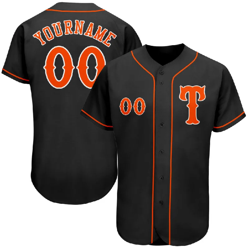 Custom Baseball Jerseys For Fundraising Events-Custom Black Orange-White Authentic Baseball Jersey