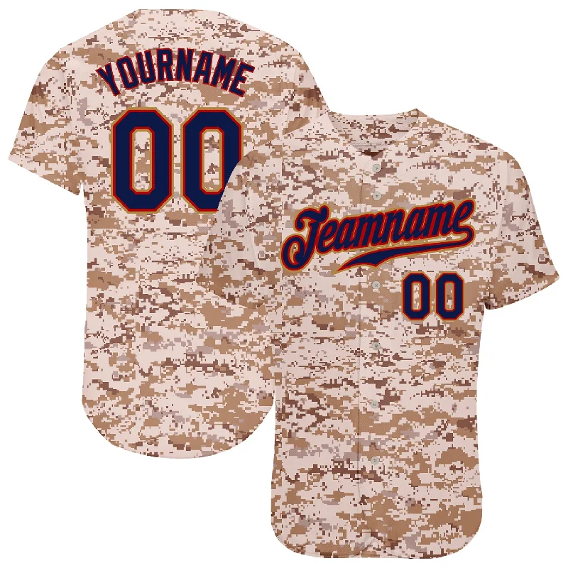 Baseball Jerseys For Professional Teams-Custom Camo Navy-Old Gold Authentic Salute To Service Baseball Jersey