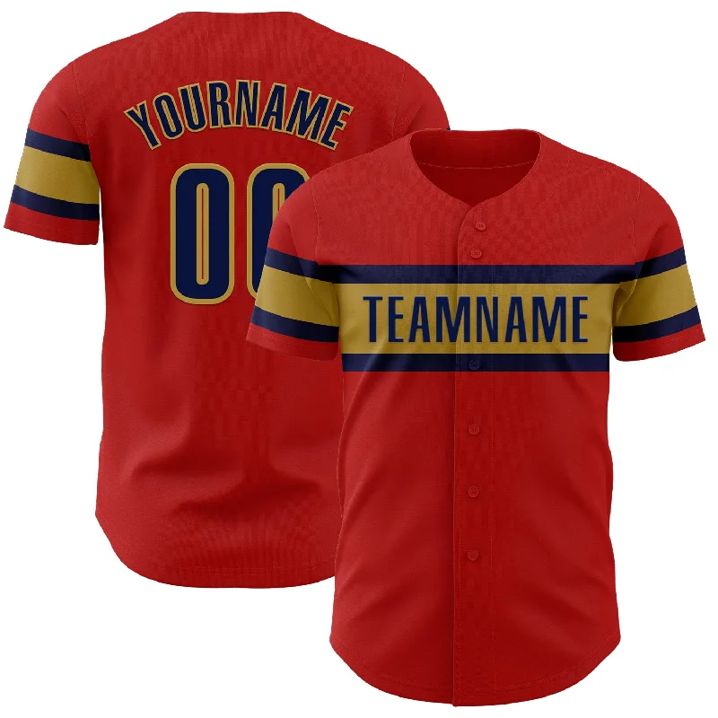 Custom Baseball Jerseys For Fundraising Events-Custom Red Black-Old Gold Authentic Baseball Jersey