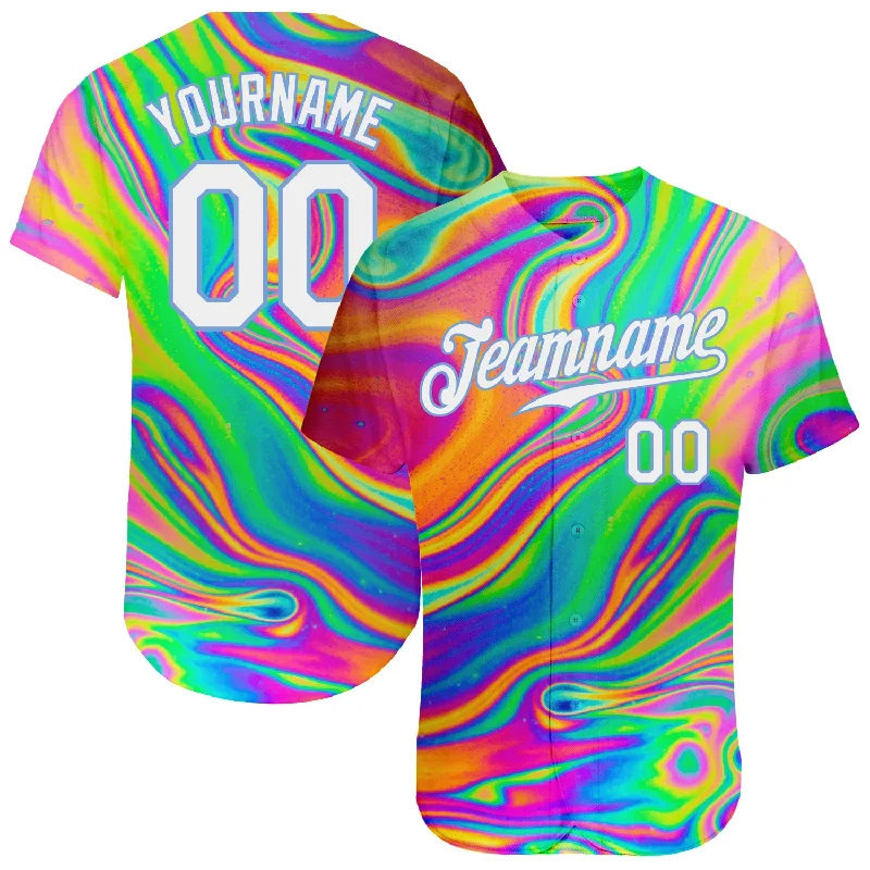 Custom Baseball Jerseys For School Uniforms-Custom 3D Pattern Design Abstract Colorful Psychedelic Fluid Art Authentic Baseball Jersey