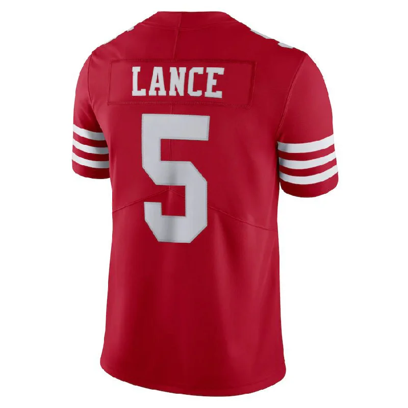 Custom Rugby Jerseys For Sponsorship Events-SF.49ers 5 Trey Lance New Red Stitched American Football Jerseys 2022