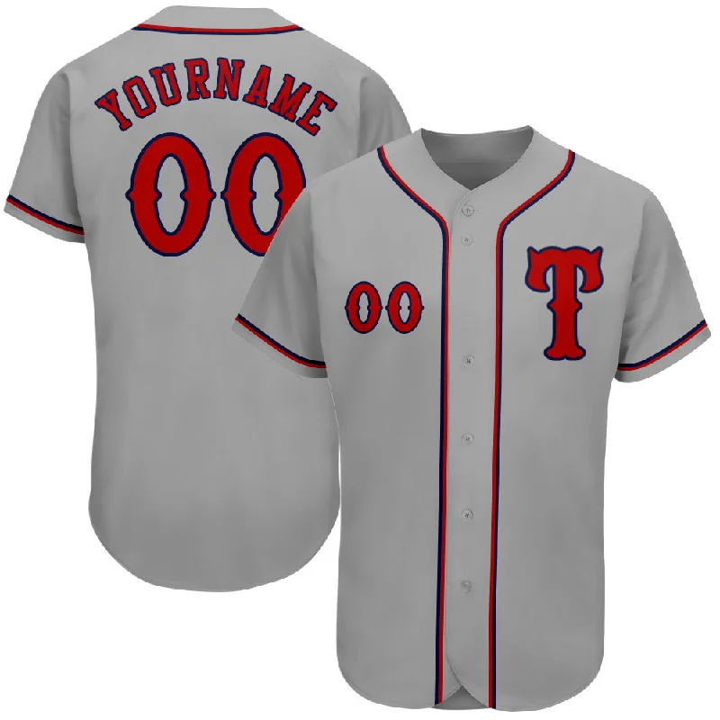 Baseball Jerseys For Local Competitions-Custom Gray Red-Navy Authentic Baseball Jersey