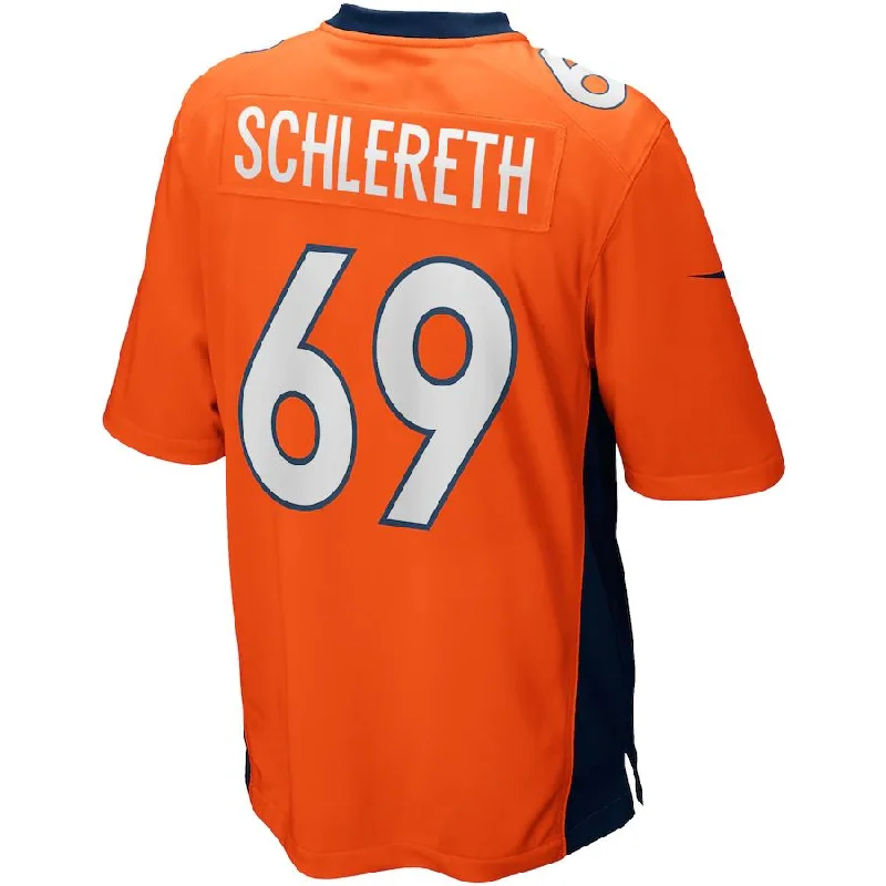 Rugby Jerseys For Tournaments & Leagues-D.Broncos #69 Mark Schlereth Orange Game Retired Player Jersey Stitched American Football Jerseys