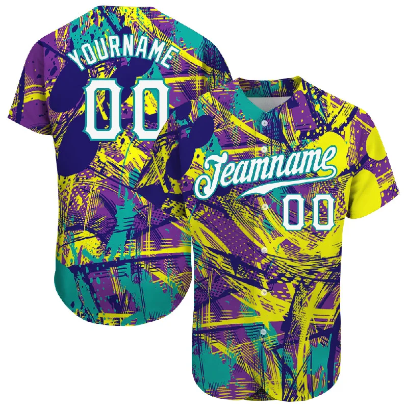 Custom Baseball Jerseys For International Tournaments-Custom Graffiti Abstract Urban Pattern White-Teal 3D Authentic Baseball Jersey