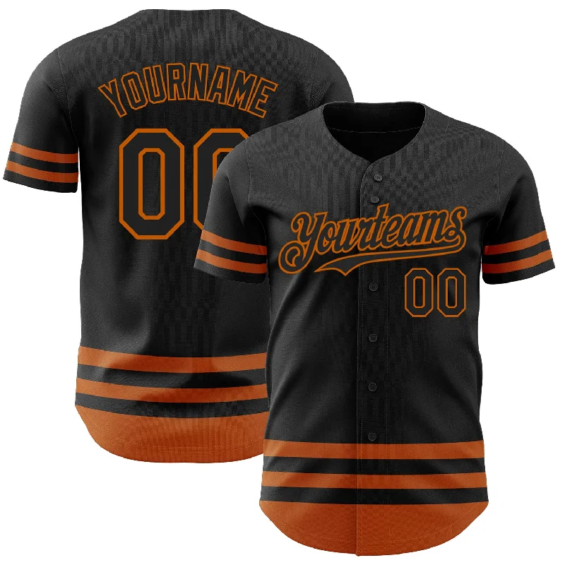 Custom Baseball Jerseys For Team Sponsorship-Custom Black Texas Orange Line Authentic Baseball Jersey