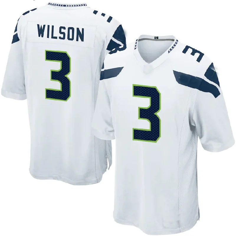 Personalized Rugby Jerseys For College Teams-S.Seahawks #3 Russell Wilson White Game Jersey Stitched American Football Jerseys