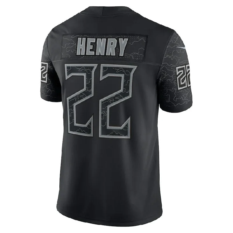 Rugby Jerseys For Special Team Events-T.Titans #22 Derrick Henry  Black RFLCTV Limited Jersey Stitched American Football Jerseys