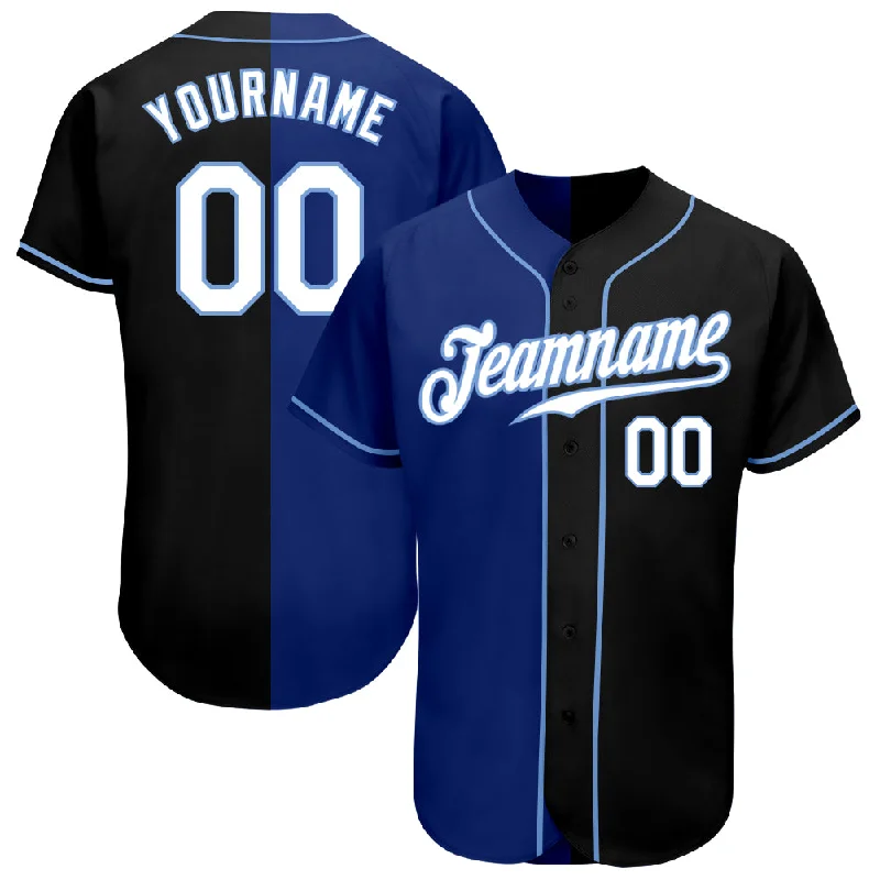 Personalized Baseball Jerseys For Gift Giving-Custom Black White-Royal Authentic Split Fashion Baseball Jersey