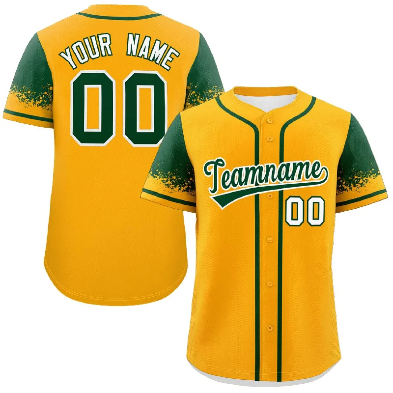 Custom Baseball Jerseys For Sponsorship Events-Custom Yellow Green Personalized Raglan Sleeves Design Authentic Baseball Jersey