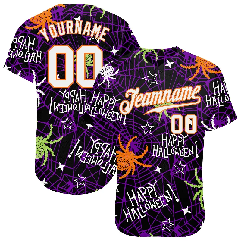 Baseball Jerseys For Youth & Junior Leagues-Custom 3D Pattern Happy Halloween Spiders Authentic Baseball Jersey