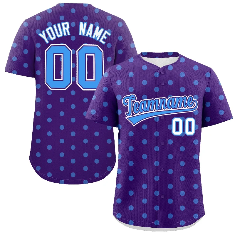 Custom Baseball Jerseys For Special League Events-Custom Purple Powder Blue Personalized Polka Dot Graffiti Pattern Authentic Baseball Jersey