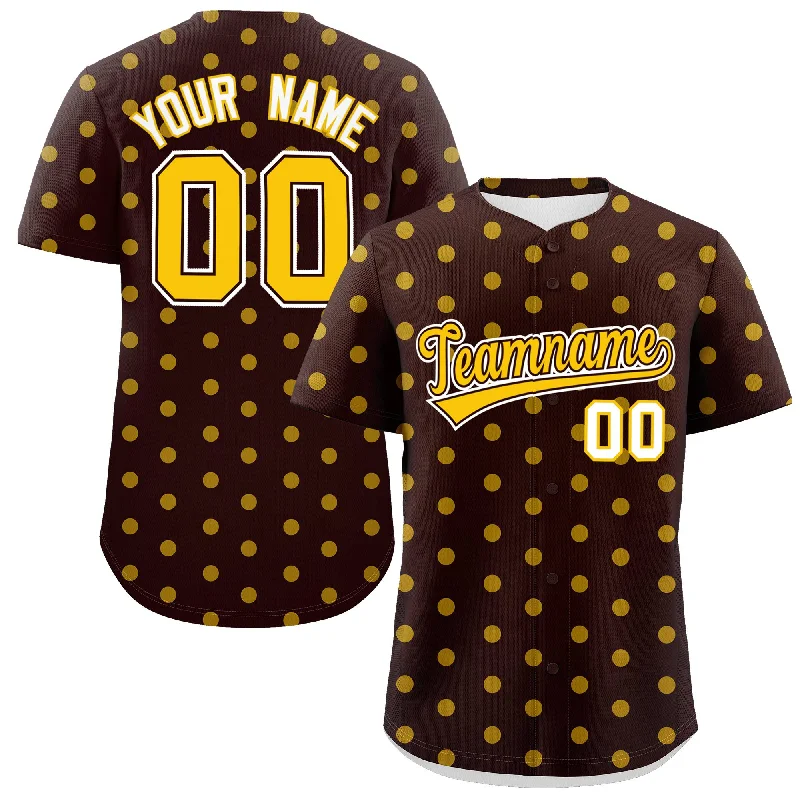 Baseball Jerseys For Promotional Campaigns-Custom Brown Gold Personalized Polka Dot Graffiti Pattern Authentic Baseball Jersey