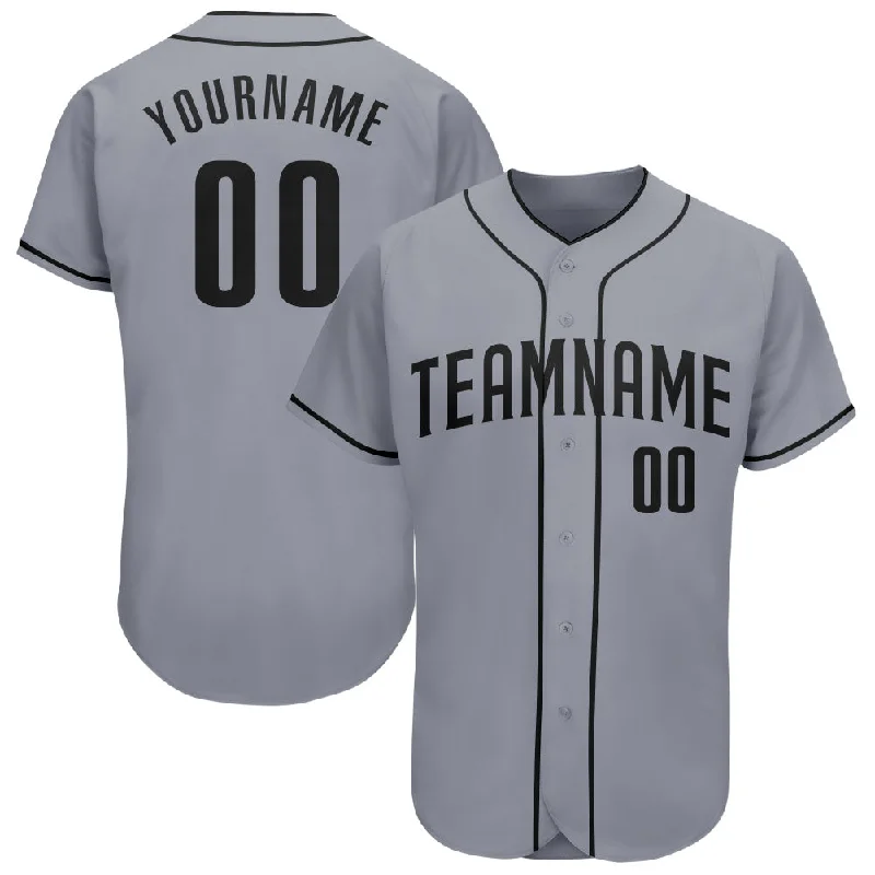 Custom Baseball Jerseys For Regional Competitions-Custom Gray Black Authentic Baseball Jersey