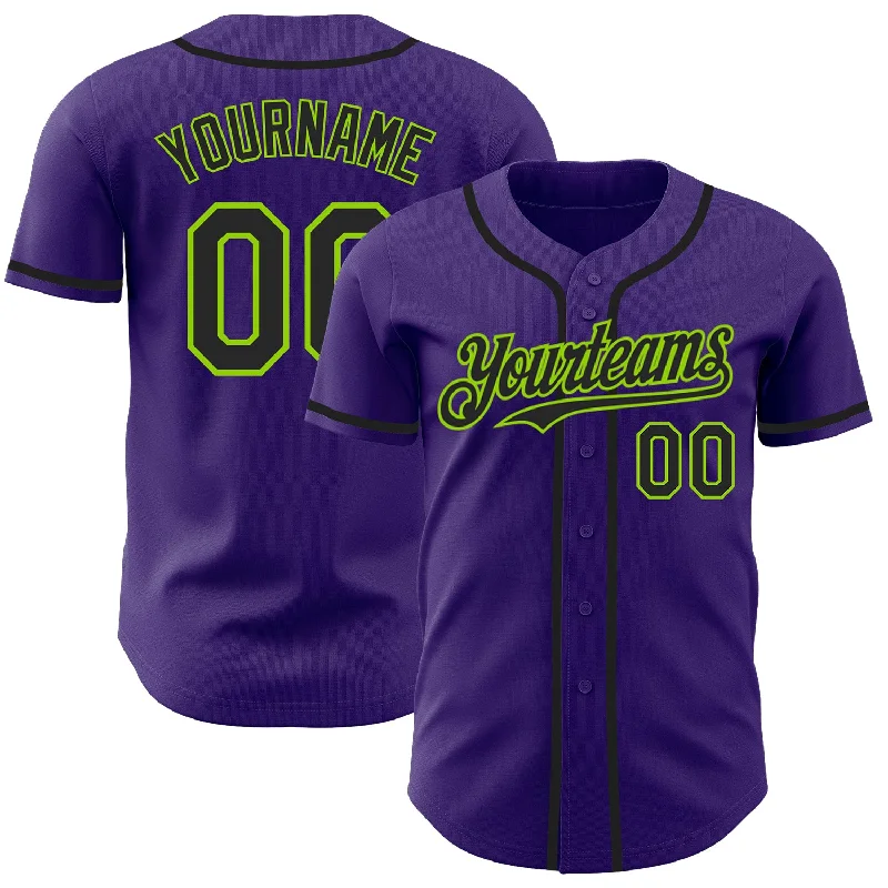 Baseball Jerseys For Local Leagues-Custom Purple Black-Neon Green Authentic Baseball Jersey