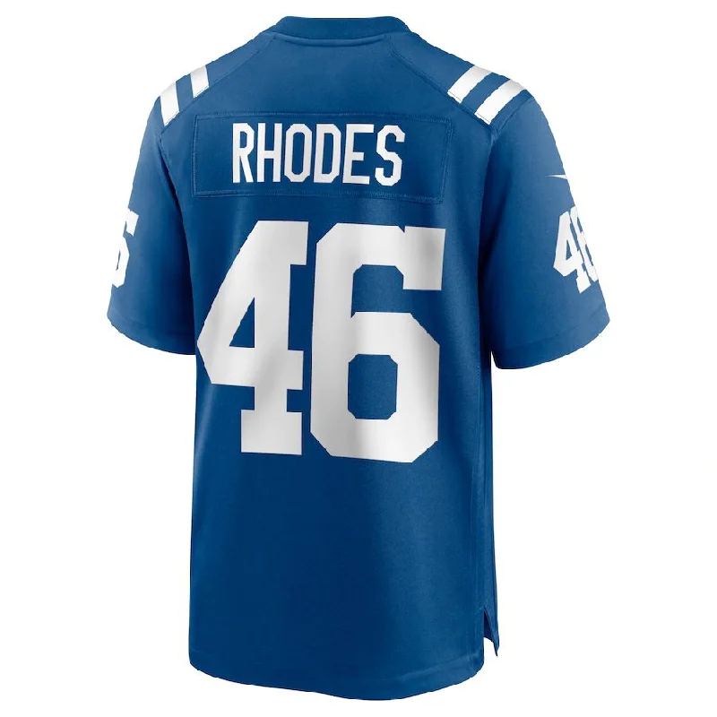 Custom Rugby Jerseys For Seasonal Leagues-IN.Colts #46 Luke Rhodes Royal Game Jersey Stitched American Football Jerseys