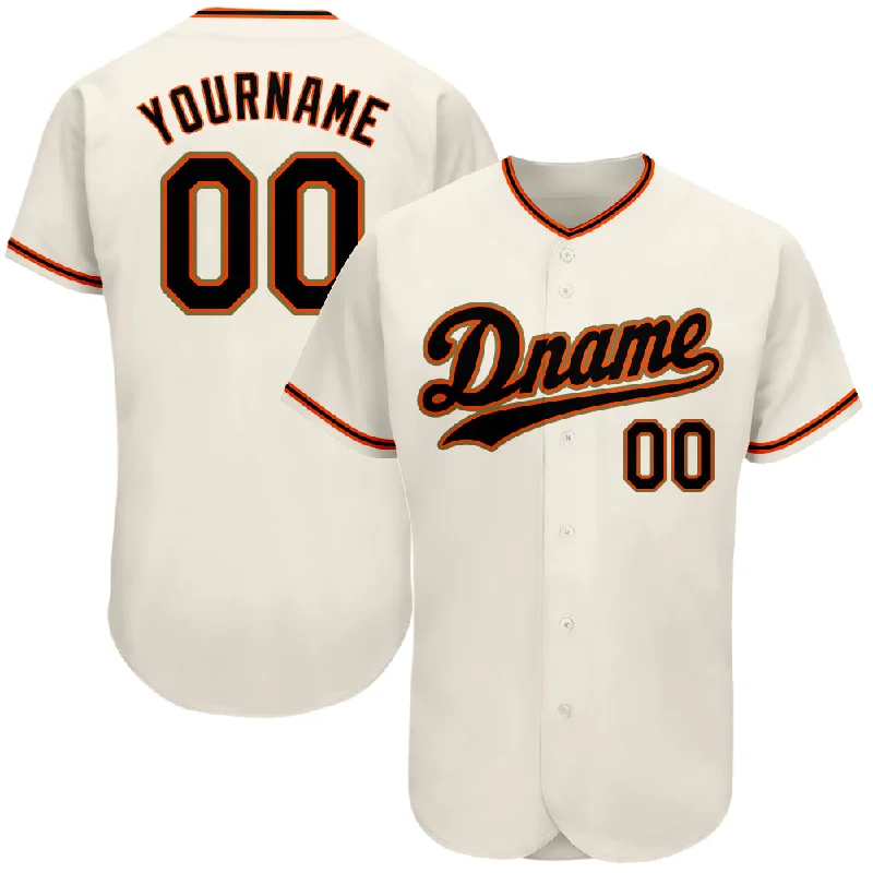 Custom Baseball Jerseys For Fans-Custom Cream Black Orange-Old Gold Authentic Baseball Jersey