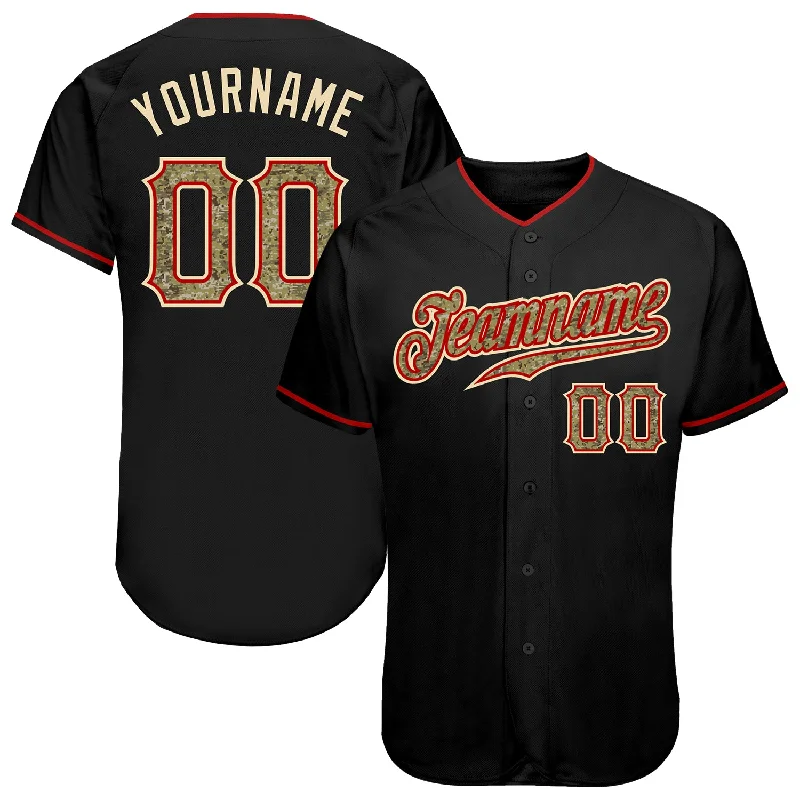 Baseball Jerseys For Sports Fundraisers-Custom Black Camo-Red Authentic Baseball Jersey