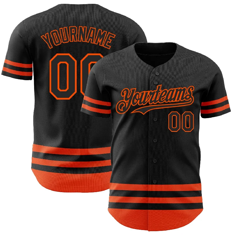 Personalized Baseball Jerseys For Youth Competitions-Custom Black Orange Line Authentic Baseball Jersey