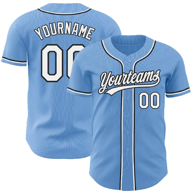 Baseball Jerseys With Custom Back Designs-Custom Light Blue White-Black Authentic Baseball Jersey