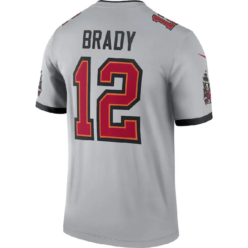 Custom Rugby Jerseys For Summer Leagues-TB.Buccaneers #12 Tom Brady Gray Inverted Legend Jersey Stitched American Football Jerseys