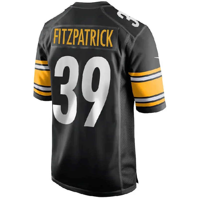 Personalized Rugby Jerseys For Tournament Winners-P.Steelers #39 Minkah Fitzpatrick Black Game Jersey Stitched American Football Jerseys