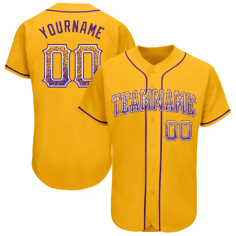 Custom Baseball Jerseys For Charity Events-Custom Gold Purple-White Authentic Drift Fashion Baseball Jersey