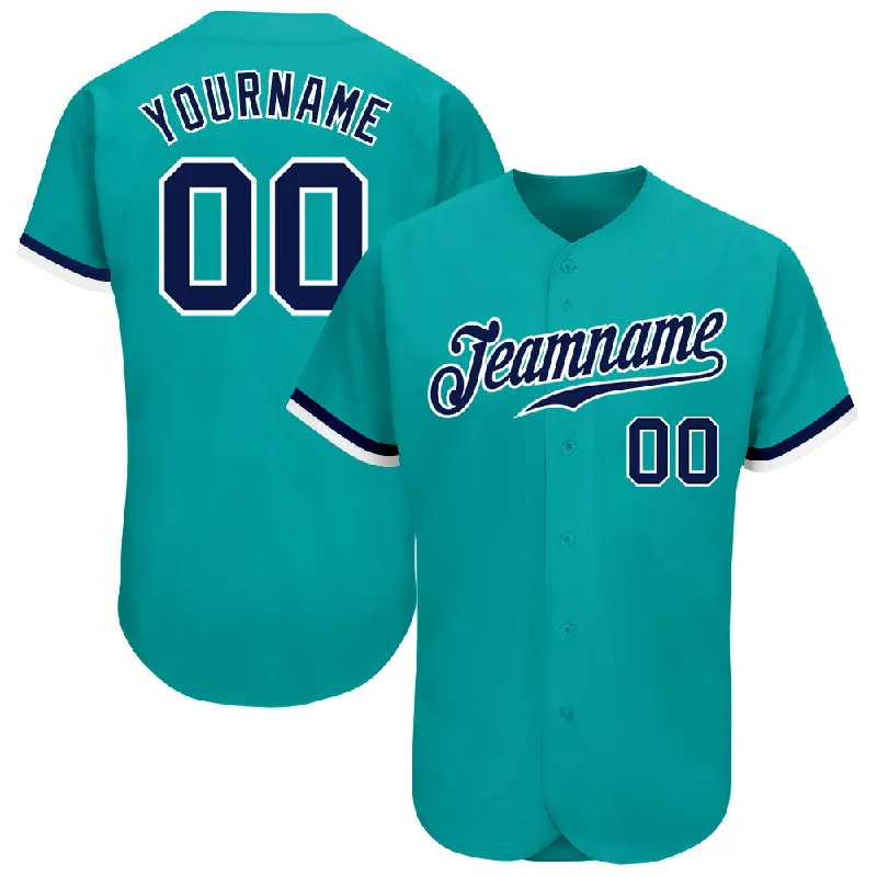 Baseball Jerseys For Team Celebrations & Recognitions-Custom Aqua Navy-White Authentic Baseball Jersey