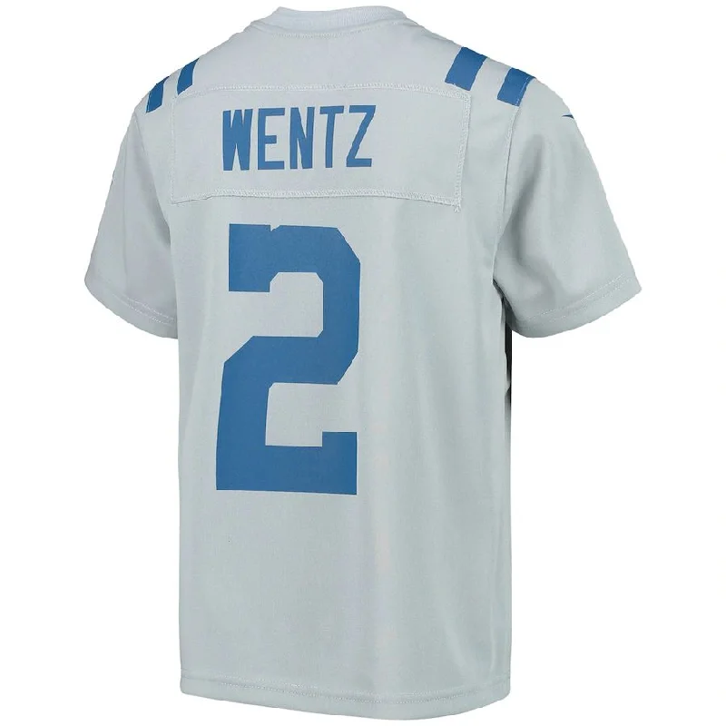 Rugby Jerseys For Custom Player Apparel-IN.Colts #2 Carson Wentz Gray Inverted Team Game Jersey Stitched American Football Jerseys