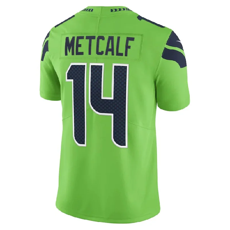 Custom Rugby Jerseys With Player Names-S.Seahawks #14 DK Metcalf Neon Green Vapor Limited Player Jersey Stitched American Football Jerseys