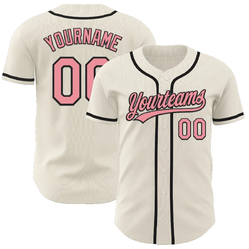 Personalized Baseball Jerseys For Group Customization-Custom Cream Medium Pink-Black Authentic Baseball Jersey