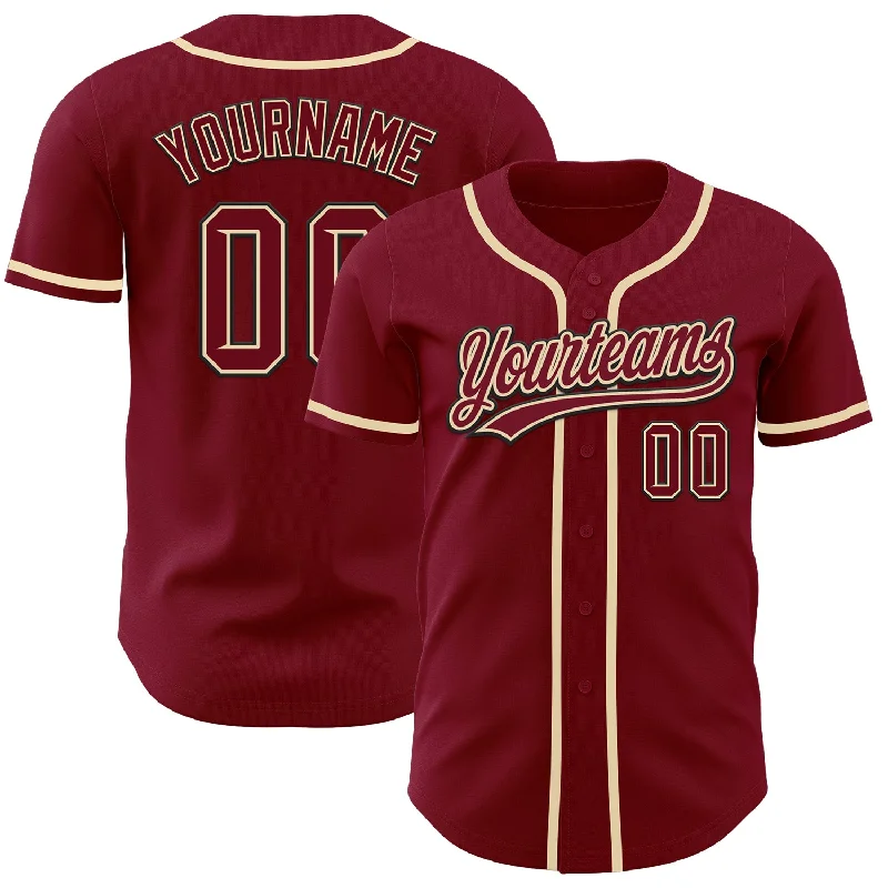 Baseball Jerseys With Custom Team Designs-Custom Crimson Cream-Black Authentic Baseball Jersey