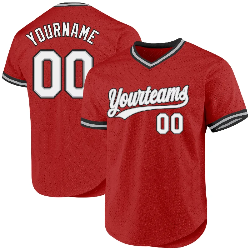 Personalized Baseball Jerseys For Sponsorship Deals-Custom Red Black Authentic Throwback Baseball Jersey