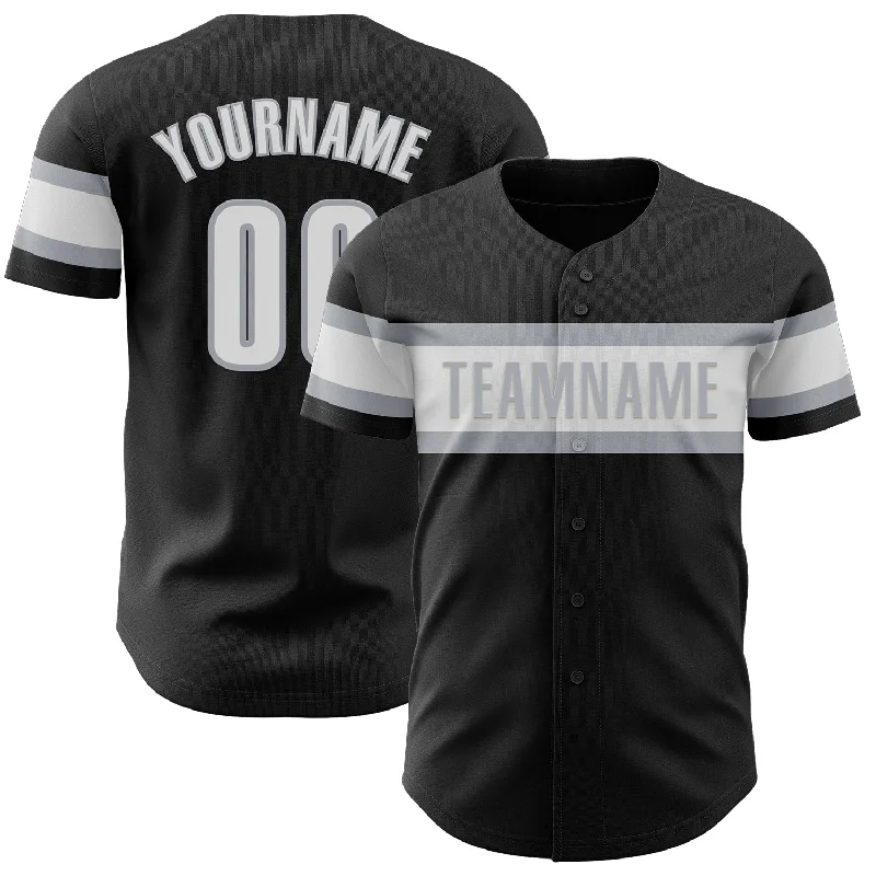 Baseball Jerseys With Custom Designs-Custom Black White-Gray Authentic Baseball Jersey