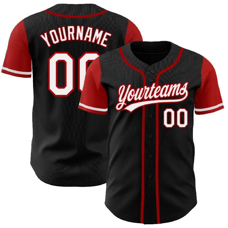 Personalized Baseball Jerseys For Alumni Teams-Custom Black White-Red Authentic Two Tone Baseball Jersey