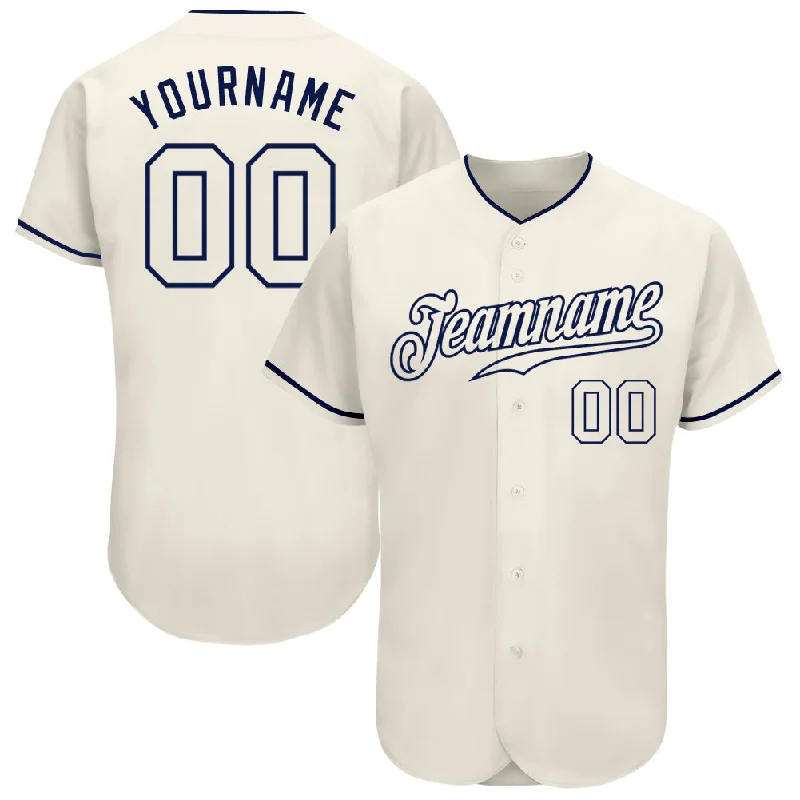 Custom Baseball Jerseys For Award Ceremonies-Custom Cream Cream-Navy Authentic Baseball Jersey