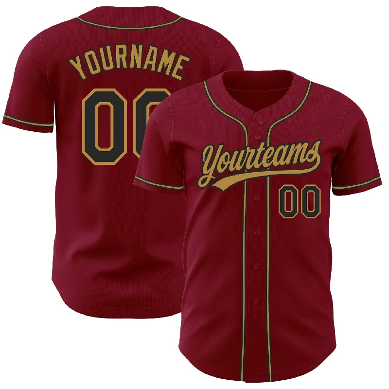 Custom Baseball Jerseys For Regional Competitions-Custom Crimson Black-Old Gold Authentic Baseball Jersey