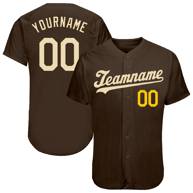 Baseball Jerseys For Local Competitions-Custom Brown Cream-Gold Authentic Baseball Jersey