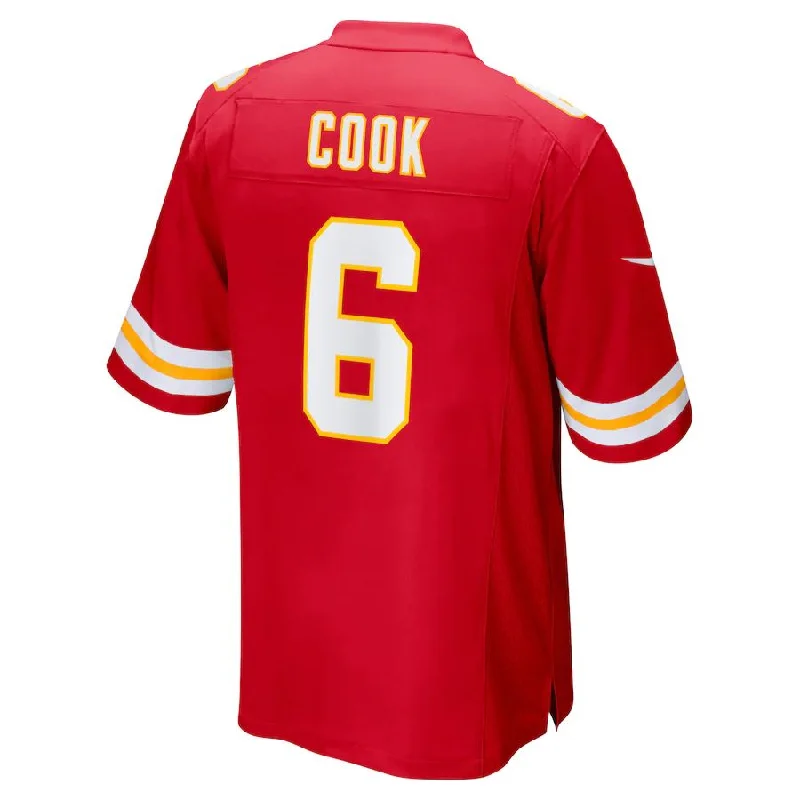 Custom Rugby Jerseys For School Competitions-KC.Chiefs #6 Bryan Cook Red Game Player Jersey Stitched American Football Jerseys