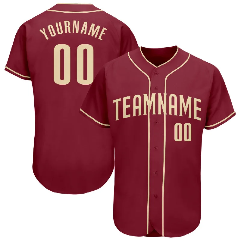 Baseball Jerseys With Team Logos & Custom Names-Custom Crimson Cream Authentic Baseball Jersey