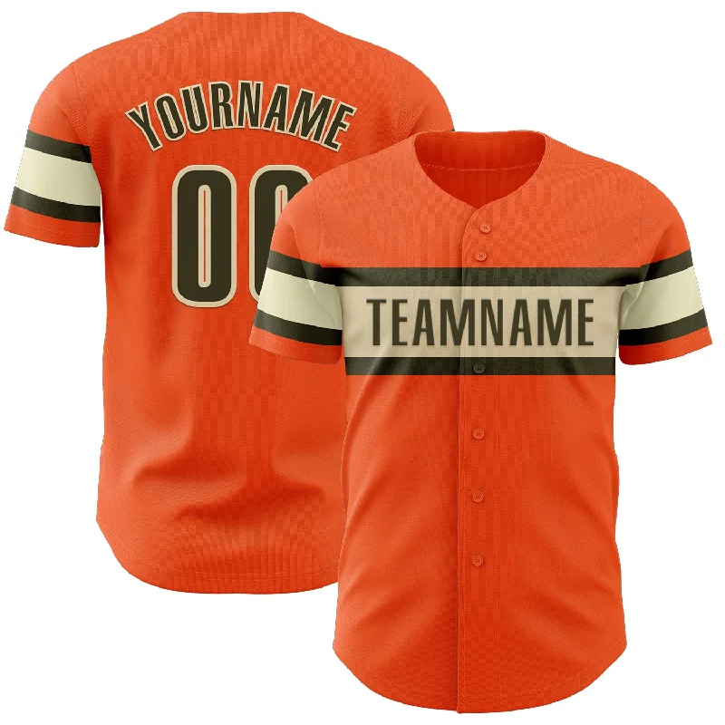 Custom Baseball Jerseys For Award Ceremonies-Custom Orange Olive-Cream Authentic Baseball Jersey