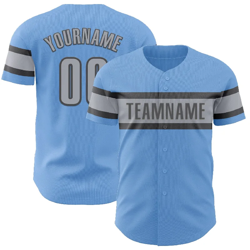 Personalized Baseball Jerseys For Alumni Teams-Custom Light Blue Gray-Steel Gray Authentic Baseball Jersey