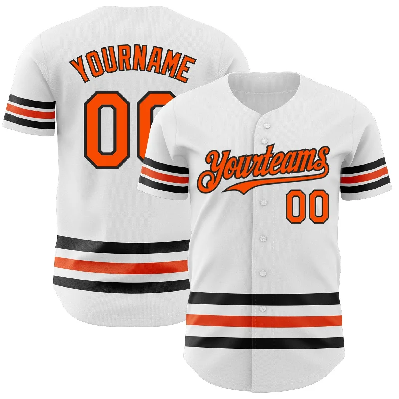 Custom Baseball Jerseys For Event Appearances-Custom White Orange-Black Line Authentic Baseball Jersey